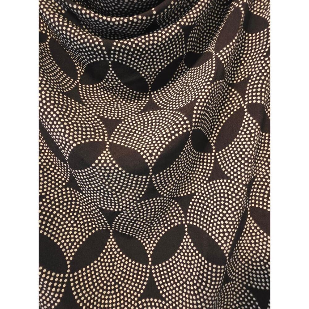 AB Studio Brown Geometric Dot Print Cowl Neck Top Medium Career Stretch Blouse - Picture 3 of 5